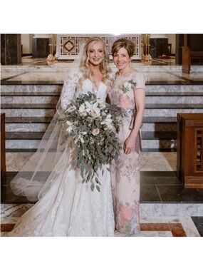 Adrianna Papell Blush Pink Dress Full Length Mother of Bride Wedding Formal